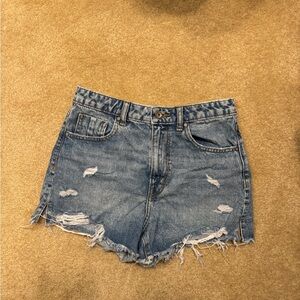 Zara Blue Distressed Jean Shorts